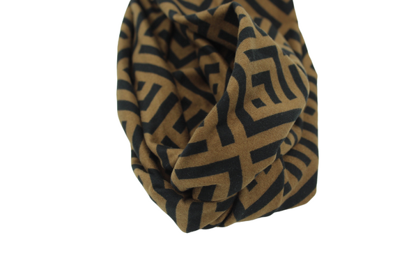 Brown and Black Geometrical Twist Knot Headband I The Enchanted Magnolia