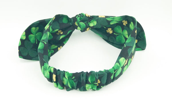 Irish Green Clover Top Knot Headband Set I The Enchanted Magnolia