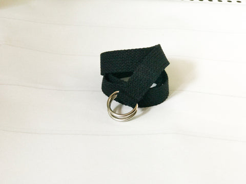 Black Cotton Webbing D-Ring Belt