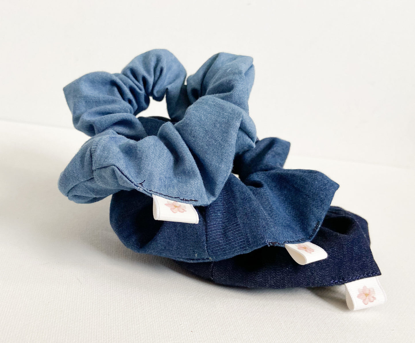 Kids Blue Denim Hair Scrunchie - Medium I The Enchanted Magnolia