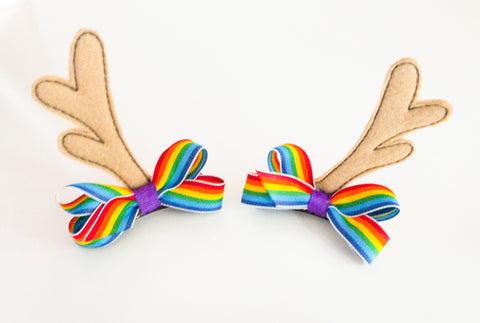 Rainbow Woodland Deer Antler Hair Clips I The Enchanted Magnolia