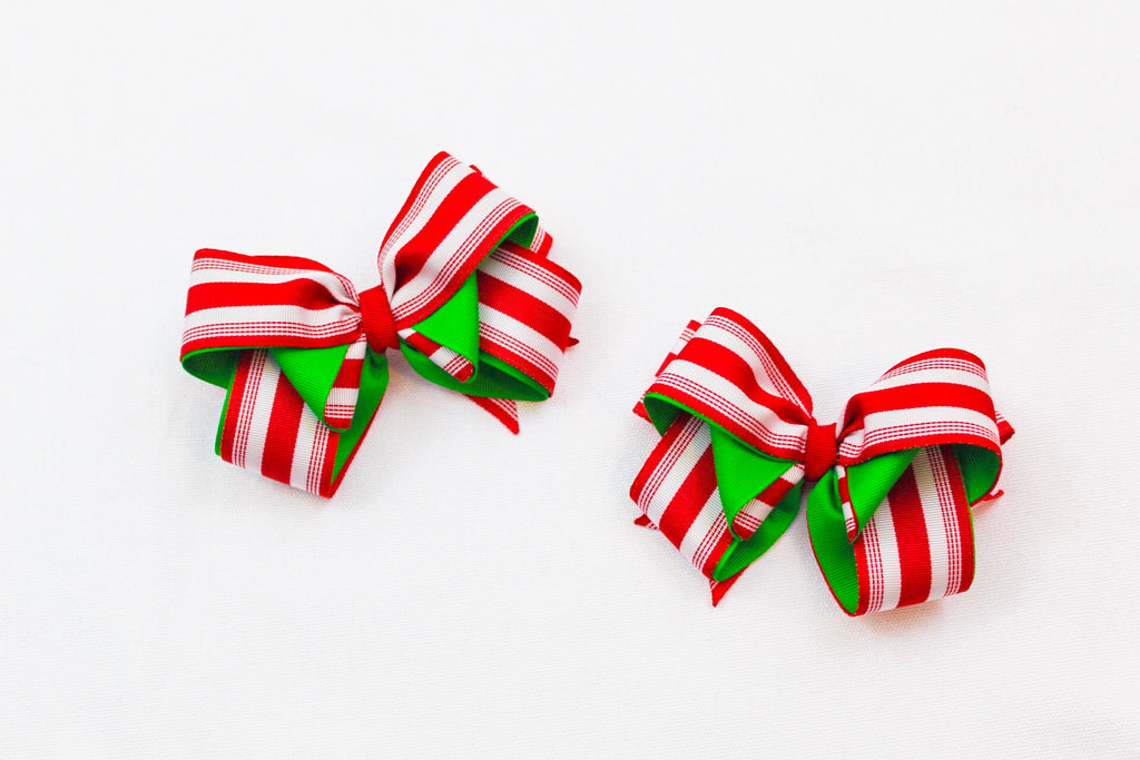 Red and White Stripe Christmas Hair Accessory I The Enchanted Magnolia
