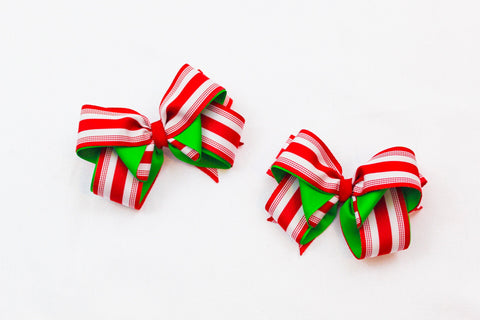 Red and White Stripe Christmas Hair Accessory I The Enchanted Magnolia