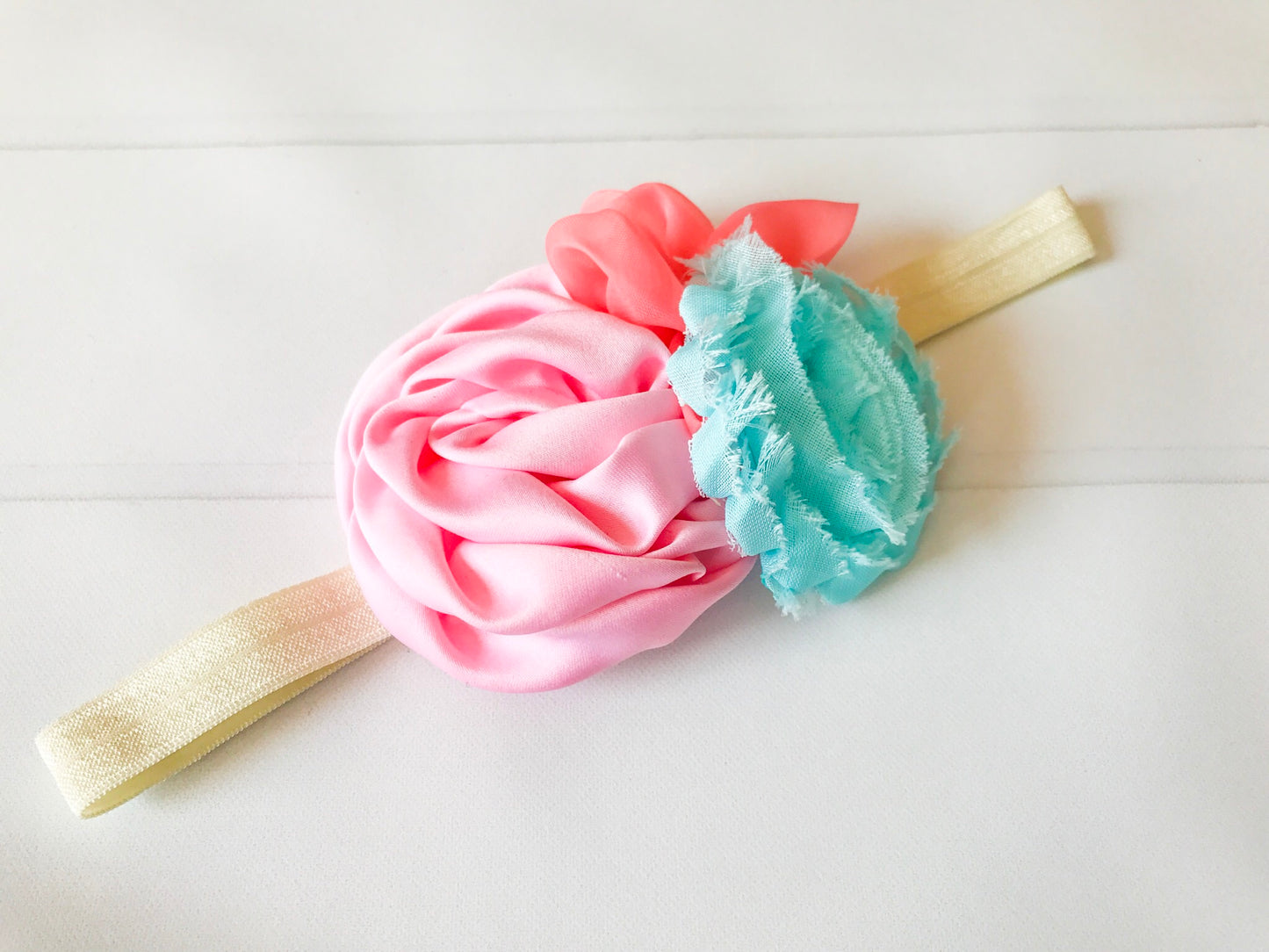 Girls Mermaid Inspired Flower Headband Blue / Pink / Coral / Ivory I The Enchanted Magnolia