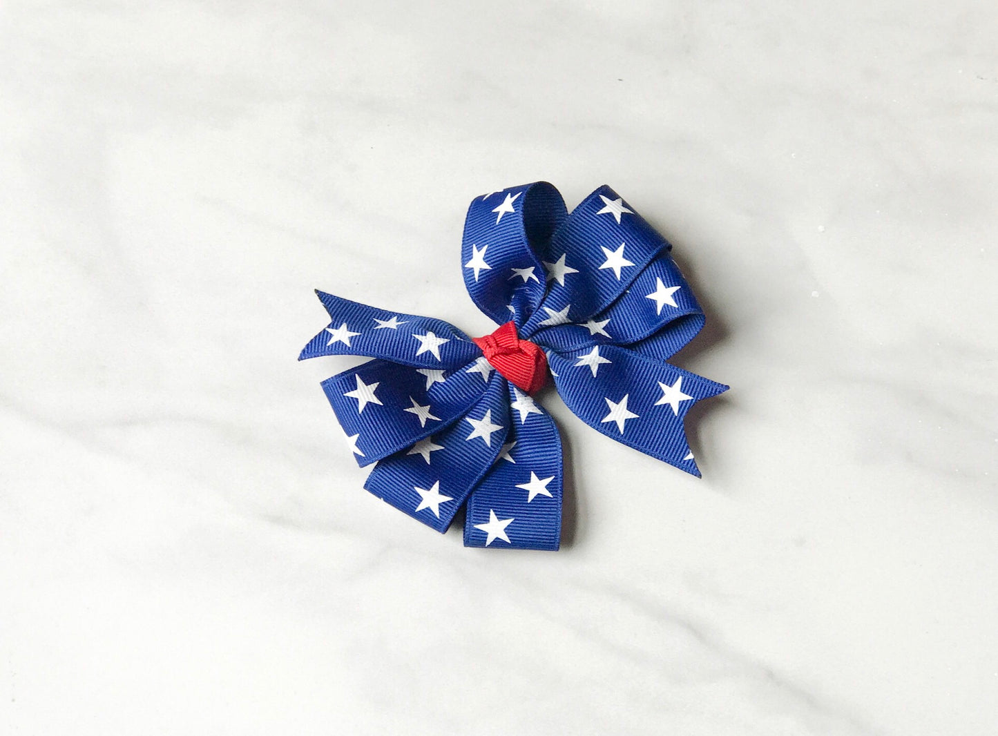 Girls Patriotic Royal Blue Triple Loop Hair Bow I The Enchanted Magnolia