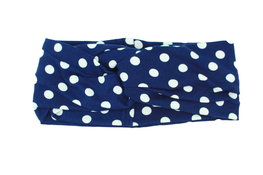 Navy White Polka Dot Twist Knot Headband I The Enchanted Magnolia