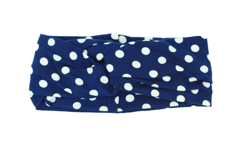 Navy White Polka Dot Twist Knot Headband I The Enchanted Magnolia