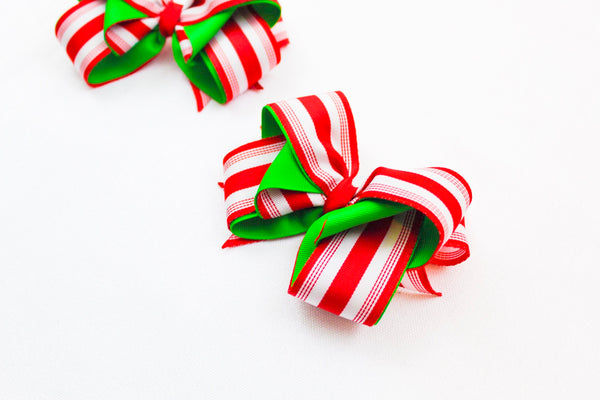 Red and White Stripe Christmas Hair Accessory I The Enchanted Magnolia