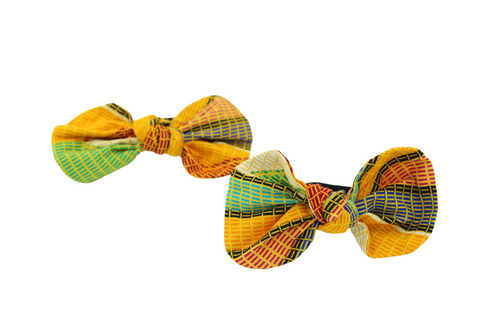 Ankara Orange Multi Color Top Knot Ponytail Hair Bows I The Enchanted Magnolia