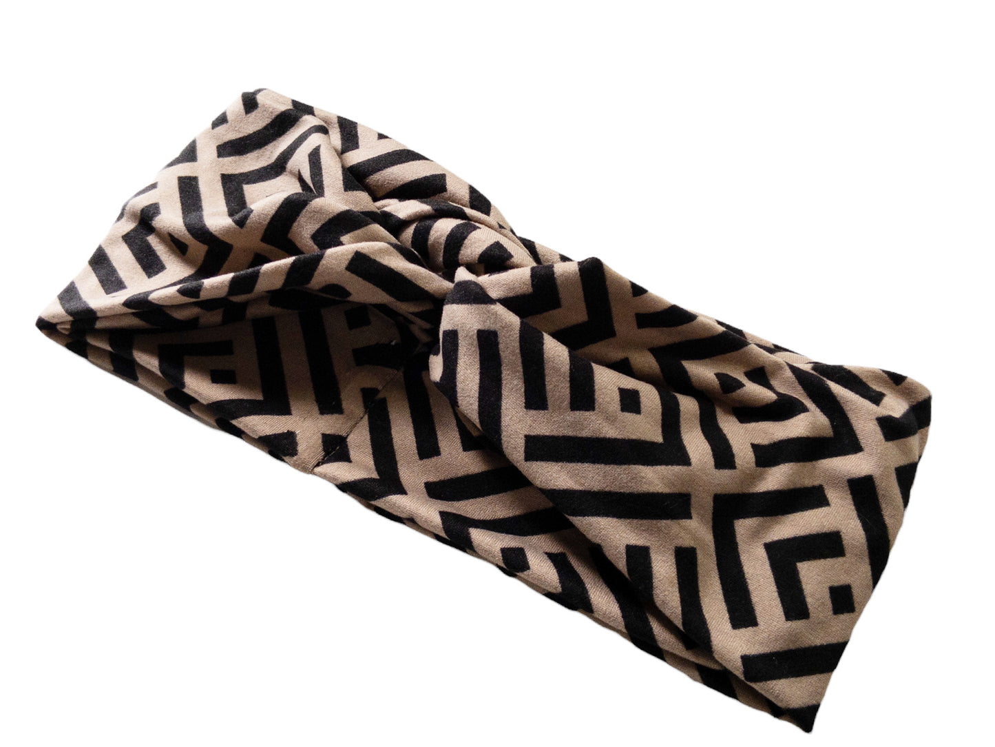 Taupe and Black Geometrical Twist Knot Headband I The Enchanted Magnolia