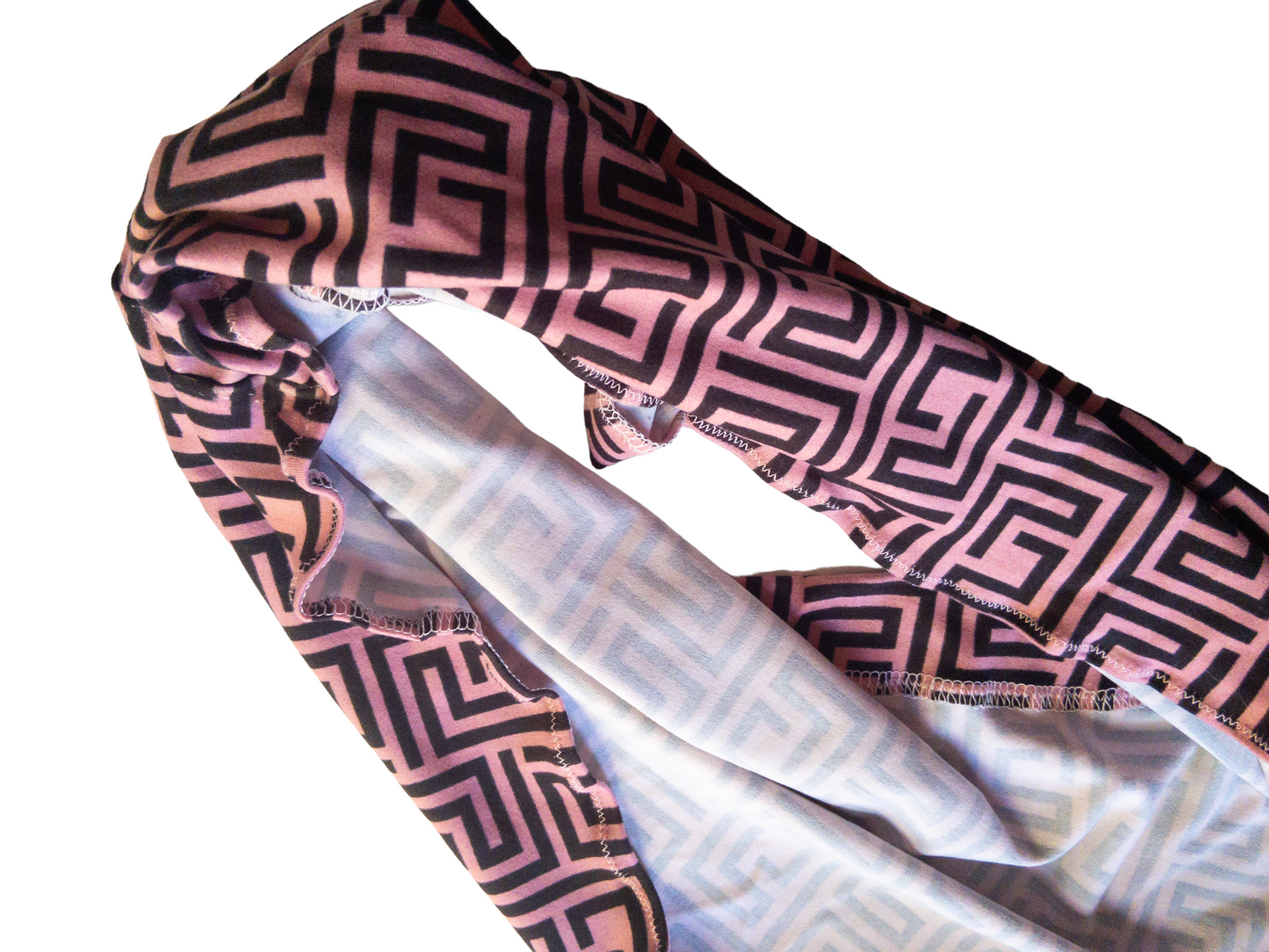 Pink and Black Geometric Print Knit Headwrap