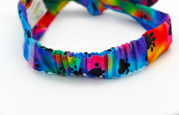 Rainbow Animal Paw Print Top Knot Headband I The Enchanted Magnolia