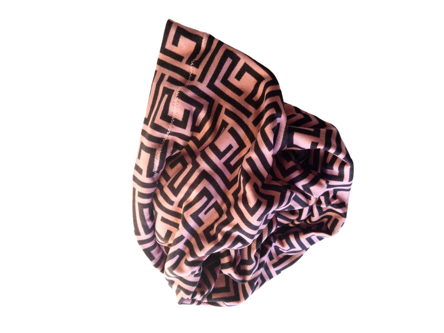 Pink and Black Geometric Print Knit Headwrap