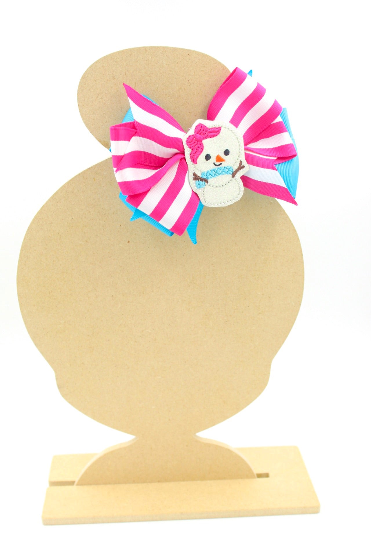 Cute Snow Girl Winter Stripe Hair Bow I The Enchanted Magnolia