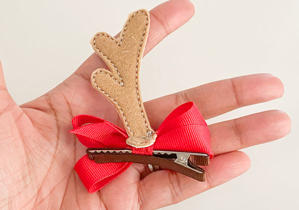 Glitter Vinyl Reindeer Antler Hair Clips I The Enchanted Magnolia