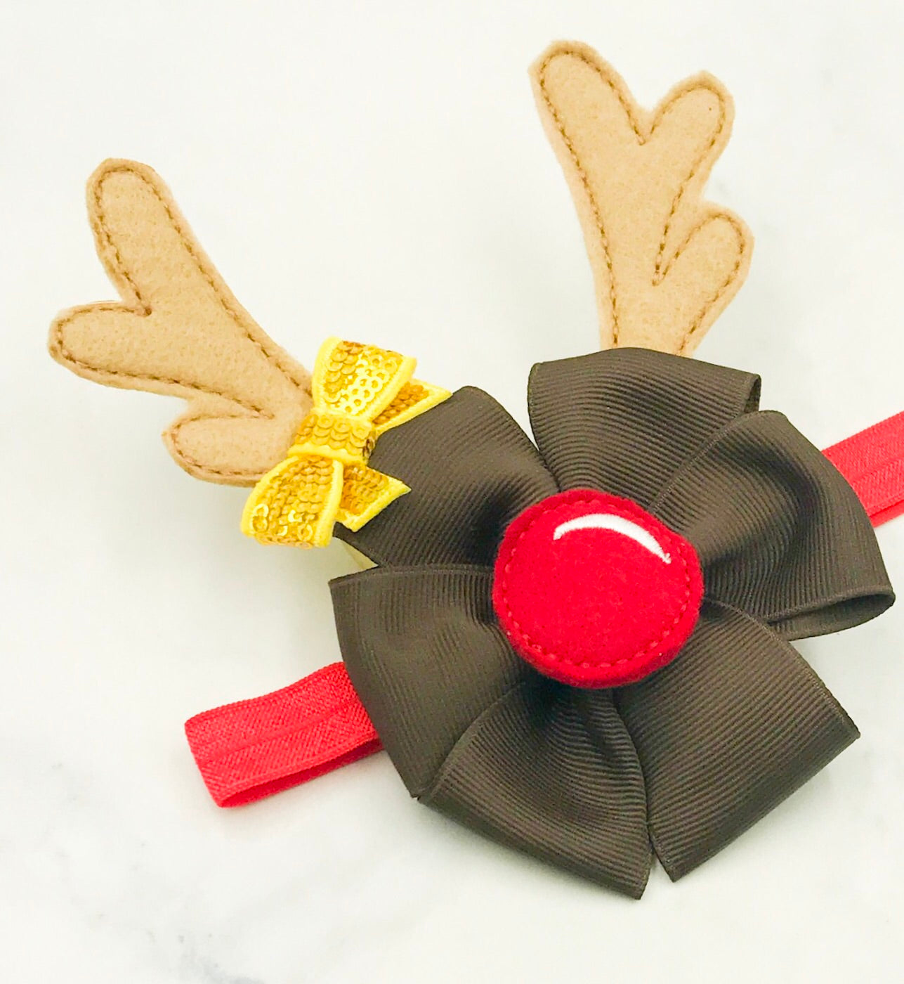 Baby Reindeer Pinwheel Headband I The Enchanted Magnolia