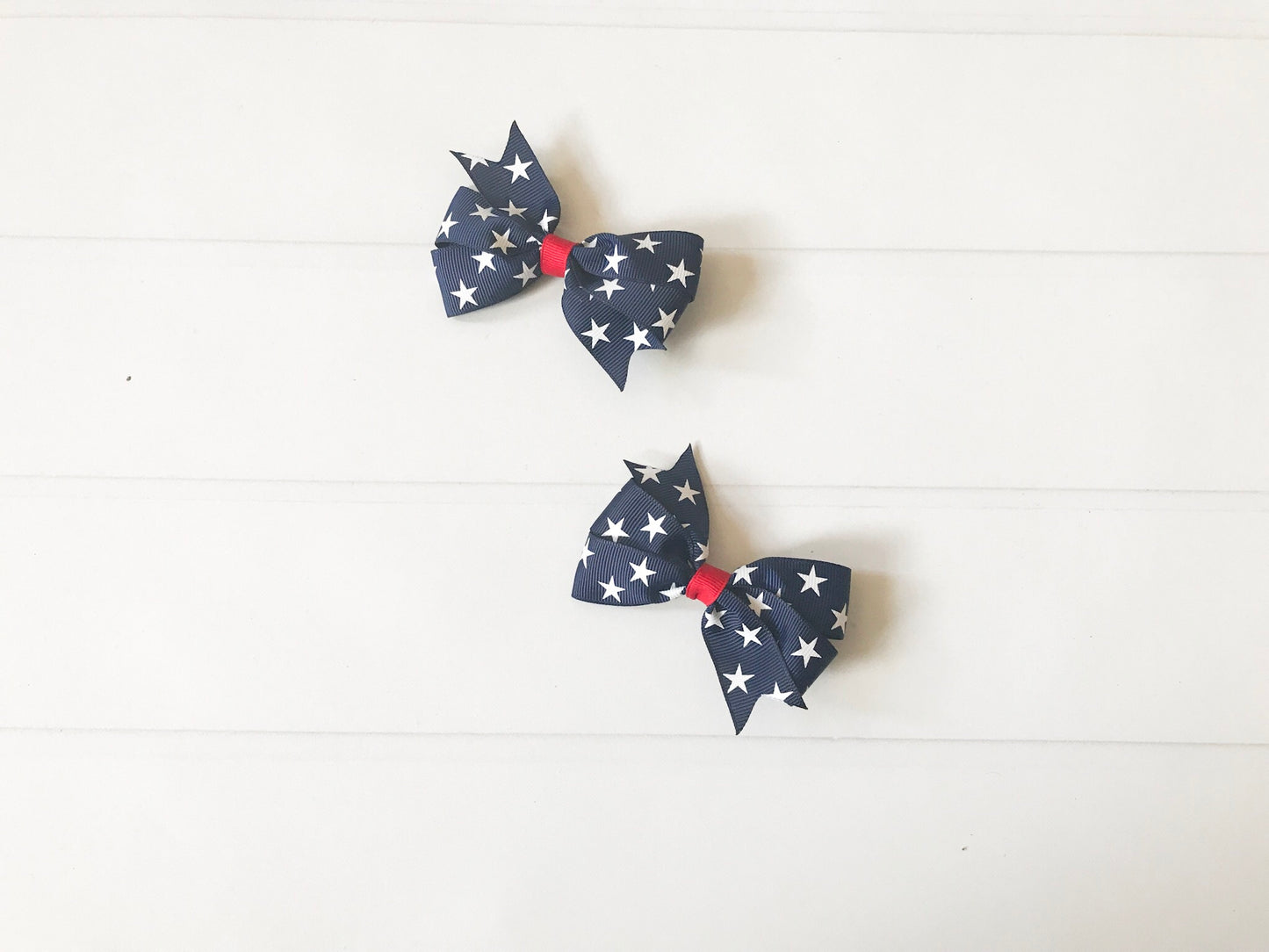 Navy Blue Patriotic Hair Bows I The Enchanted Magnolia