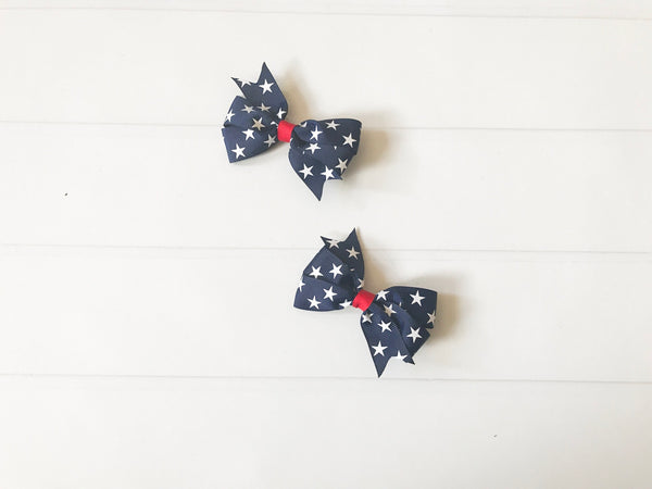 Navy Blue Patriotic Hair Bows I The Enchanted Magnolia