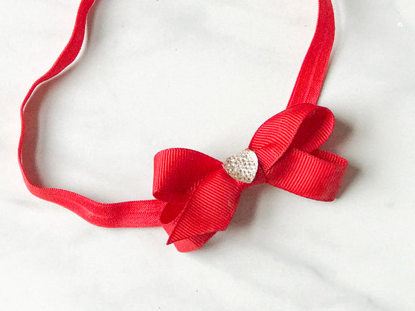 Baby Girl Red Hair Bow Headband I The Enchanted Magnolia