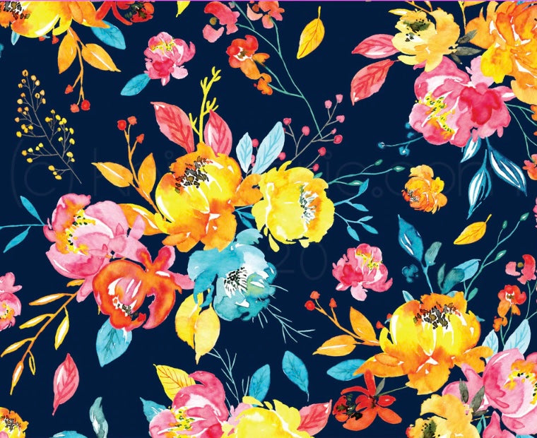 Floral Print on Navy Twisted Turban Headband I The Enchanted Magnolia