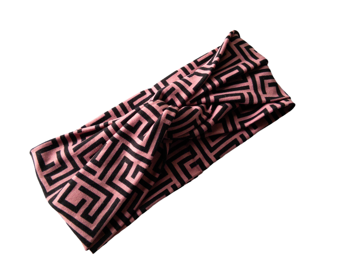 Pink and Black Geometrical Twist Knot Headband I The Enchanted Magnolia
