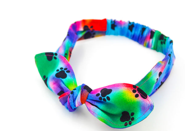 Animal Paw Print Tie Dye Top Knot Headband - The Enchanted Magnolia