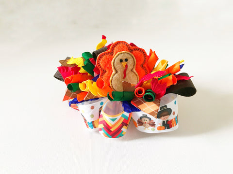 Thanksgiving Turkey Funky Loop Bow