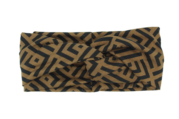 Brown and Black Geometrical Twist Knot Headband I The Enchanted Magnolia