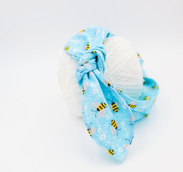 Light Blue Bumblebee Top Knot Headband Magnolia’s Mommy n’ Me 9