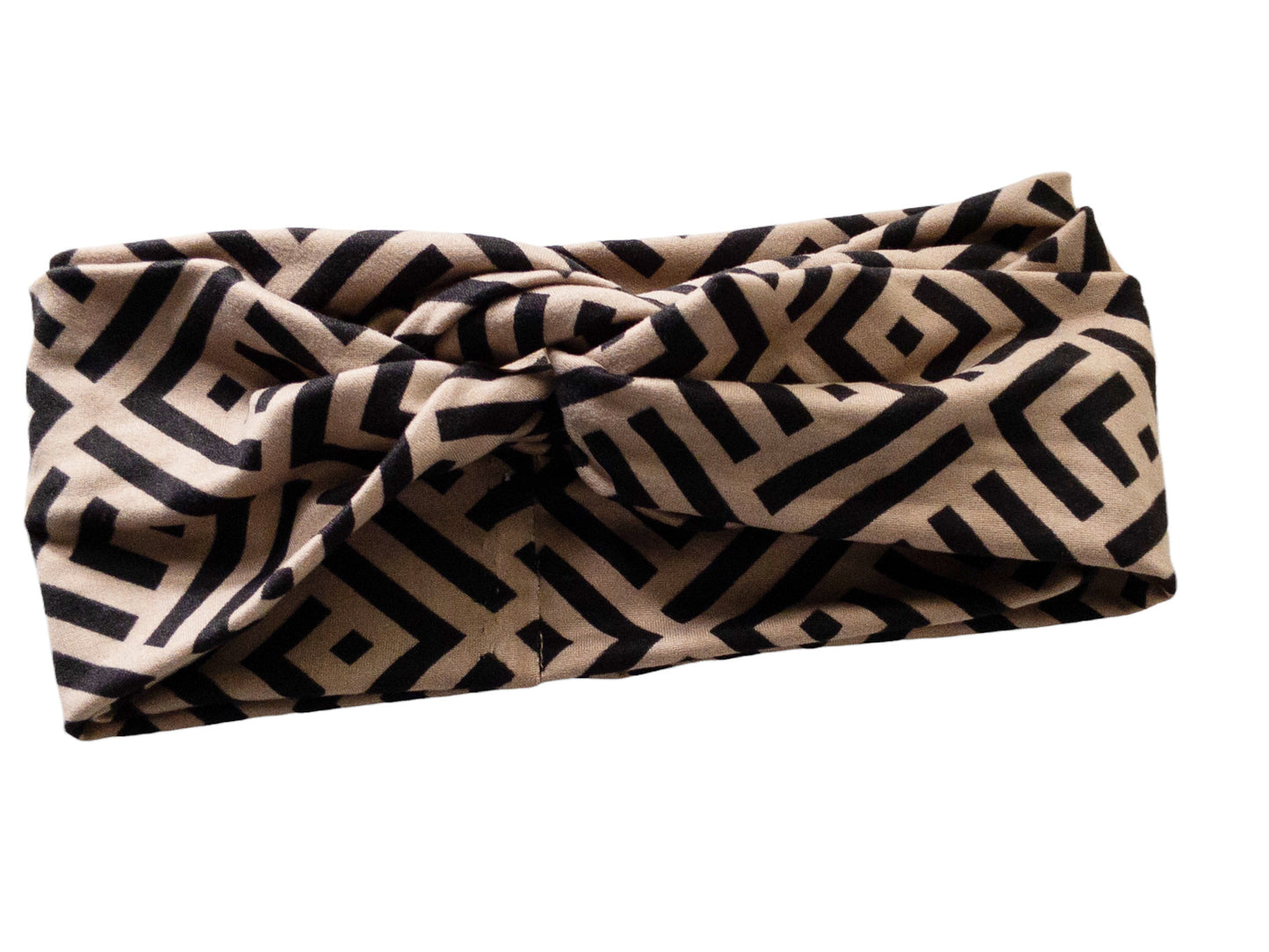 Taupe and Black Geometrical Twist Knot Headband I The Enchanted Magnolia