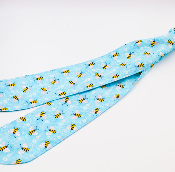 Blue Bumblebee Print Top Knot Headband Set I The Enchanted Magnolia