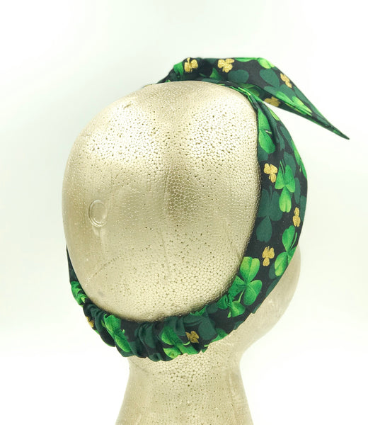 Irish Green Clover Top Knot Headband Set I The Enchanted Magnolia