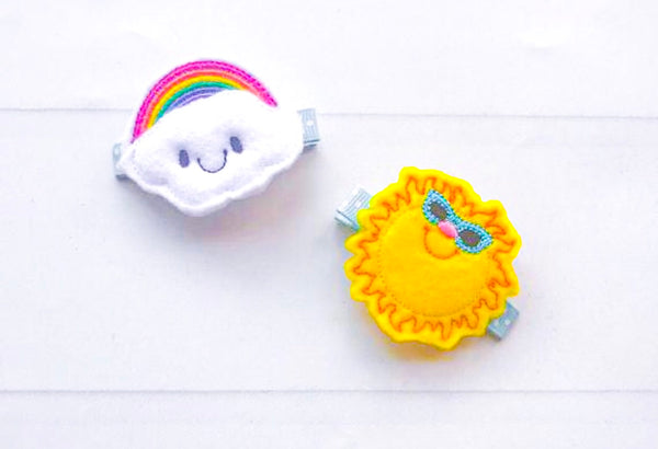 Happy Sunshine and Rainbow Barrette Set - The Enchanted Magnolia