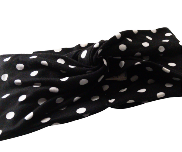 Black White Polka Dot Twist Knot Headband I The Enchanted Magnolia