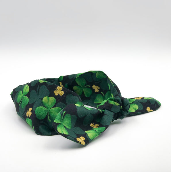 Irish Green Clover Top Knot Headband Set I The Enchanted Magnolia