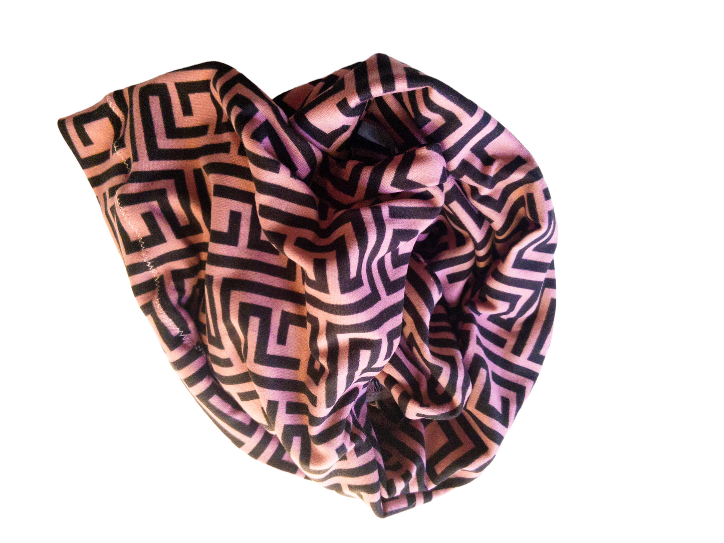 Pink and Black Geometric Print Knit Headwrap