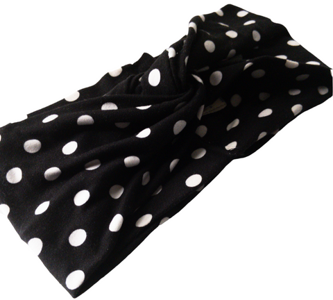 Black White Polka Dot Twist Knot Headband I The Enchanted Magnolia