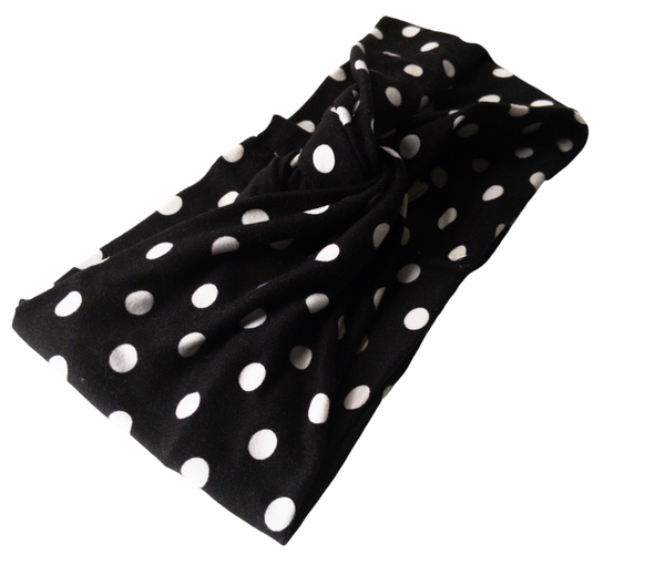 Black White Polka Dot Twist Knot Headband I The Enchanted Magnolia