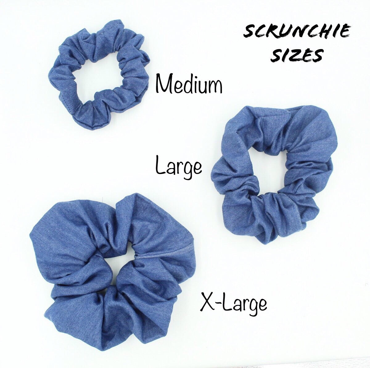 Kids Blue Denim Hair Scrunchie - Medium I The Enchanted Magnolia