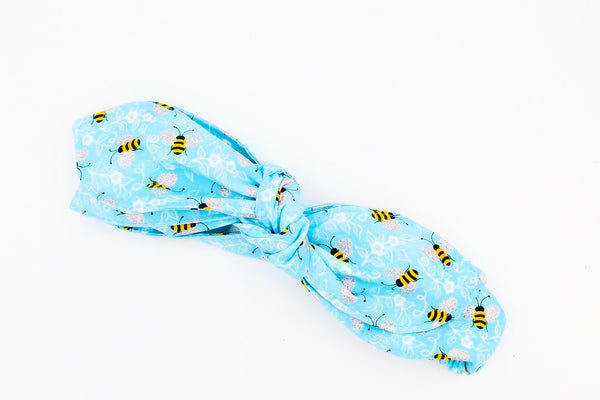 Light Blue Bumblebee Top Knot Headband Magnolia’s Mommy n’ Me 7