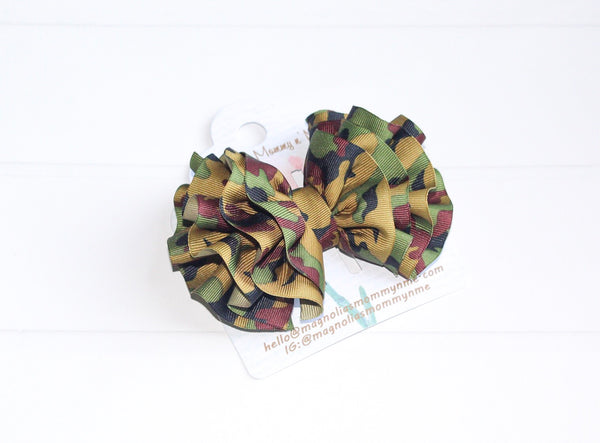 Camo Wavy Hair Bow I The Enchanted Magnolia