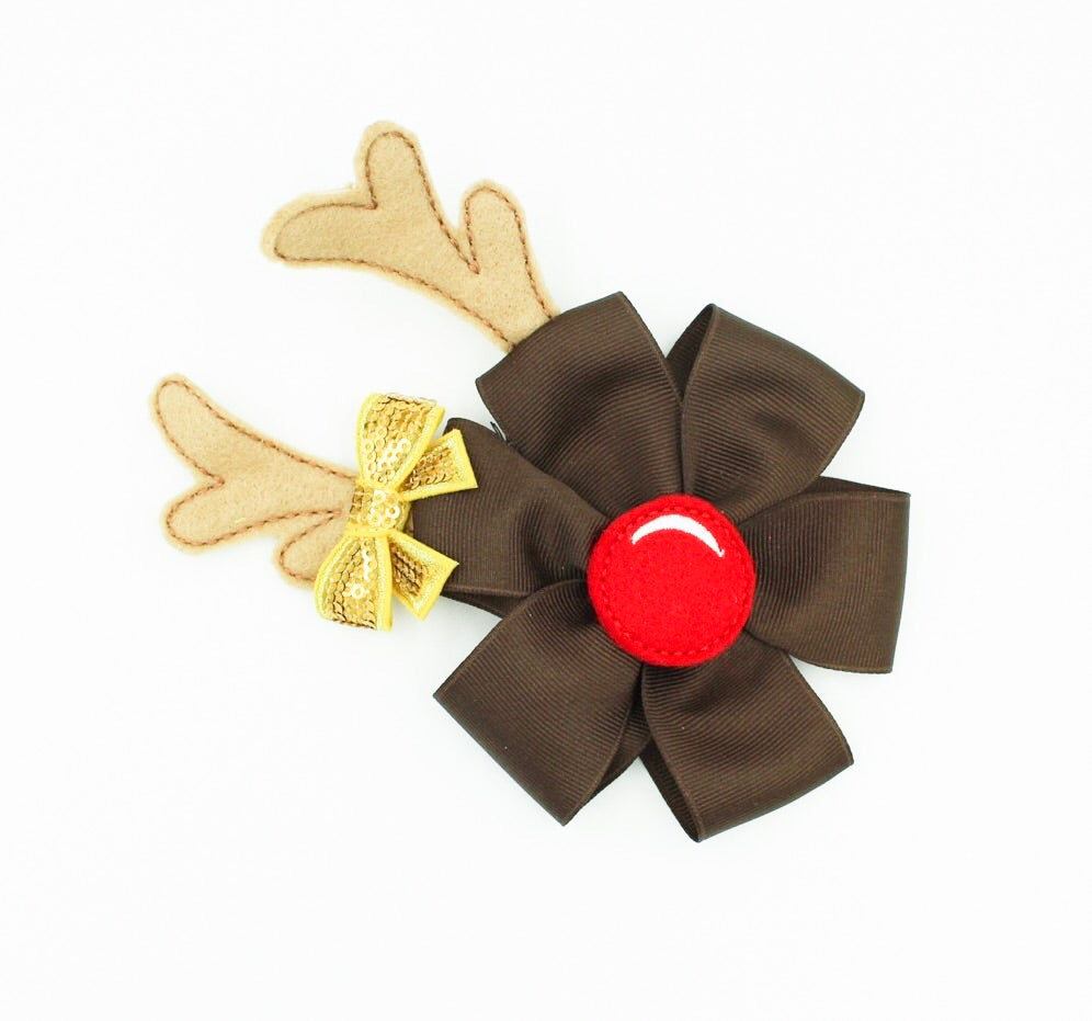 Baby Reindeer Pinwheel Headband I The Enchanted Magnolia