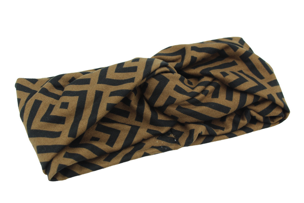 Brown and Black Geometrical Twist Knot Headband I The Enchanted Magnolia