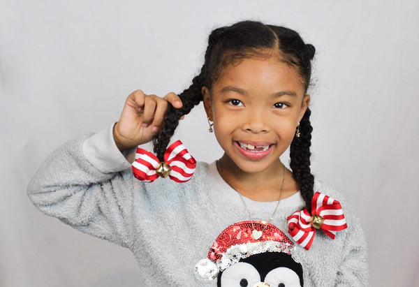 Jingle Bell Hair Bows French Barrettes I The Enchanted Magnolia
