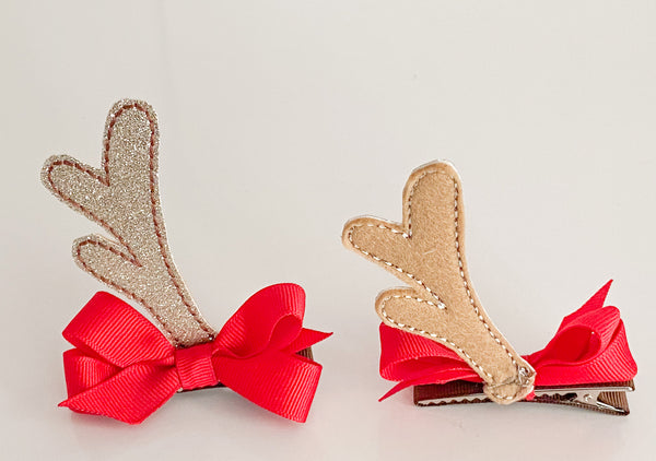 Glitter Vinyl Reindeer Antler Hair Clips I The Enchanted Magnolia