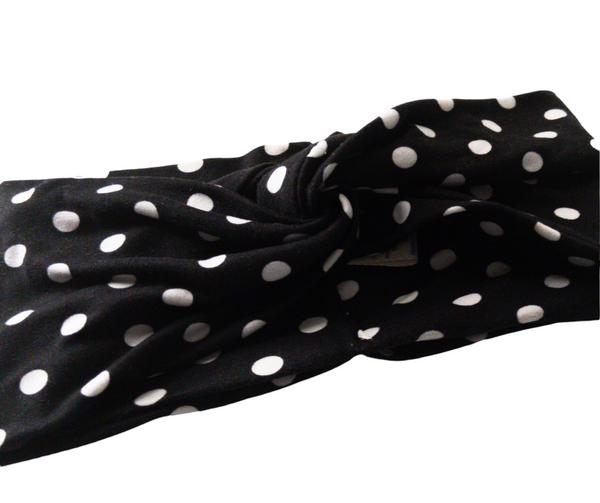 Kids Black White Polka Dot Twist Knot Headband I The Enchanted Magnolia