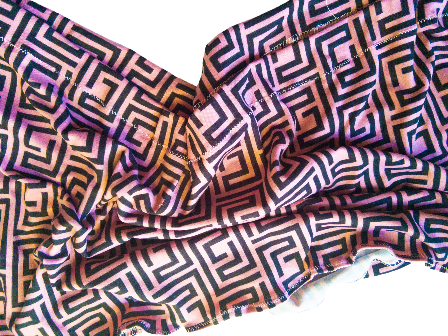 Pink and Black Geometric Print Knit Headwrap