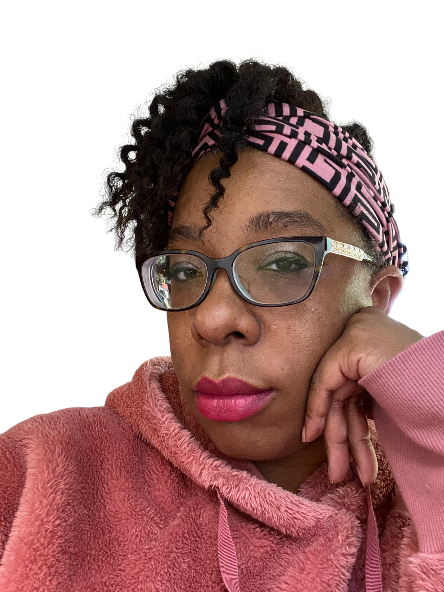 Pink and Black Geometrical Twist Knot Headband I The Enchanted Magnolia
