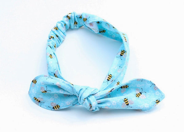 Light Blue Bumblebee Top Knot Headband Magnolia’s Mommy n’ Me 8