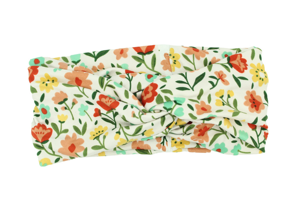 Floral-Print-on-White-Twisted-Turban-Headband-Image6